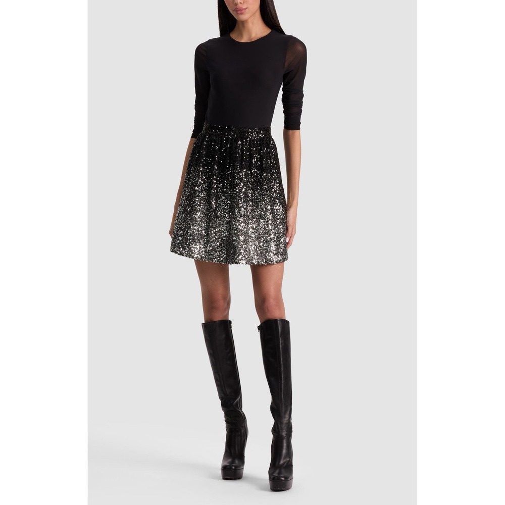 ALICE + OLIVIA Chara Embellished Mini Dress Sz 2 Sequins Formal Luxury Chic $595